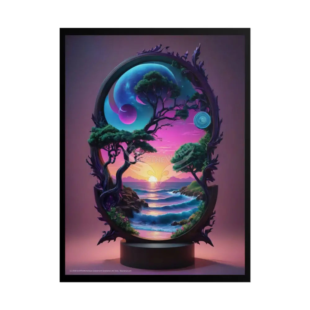 Surreal 3D Beach Elemental Planter Portal Poster — Funky Other Dimensions 18″ x 24″ (Vertical) / Matte Poster