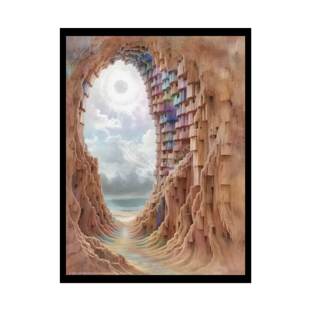 Surreal 3D Cavescape Rolled Poster — Giant Funky Seaside Cave Art 18″ x 24″ (Vertical) / Semi Glossy Poster