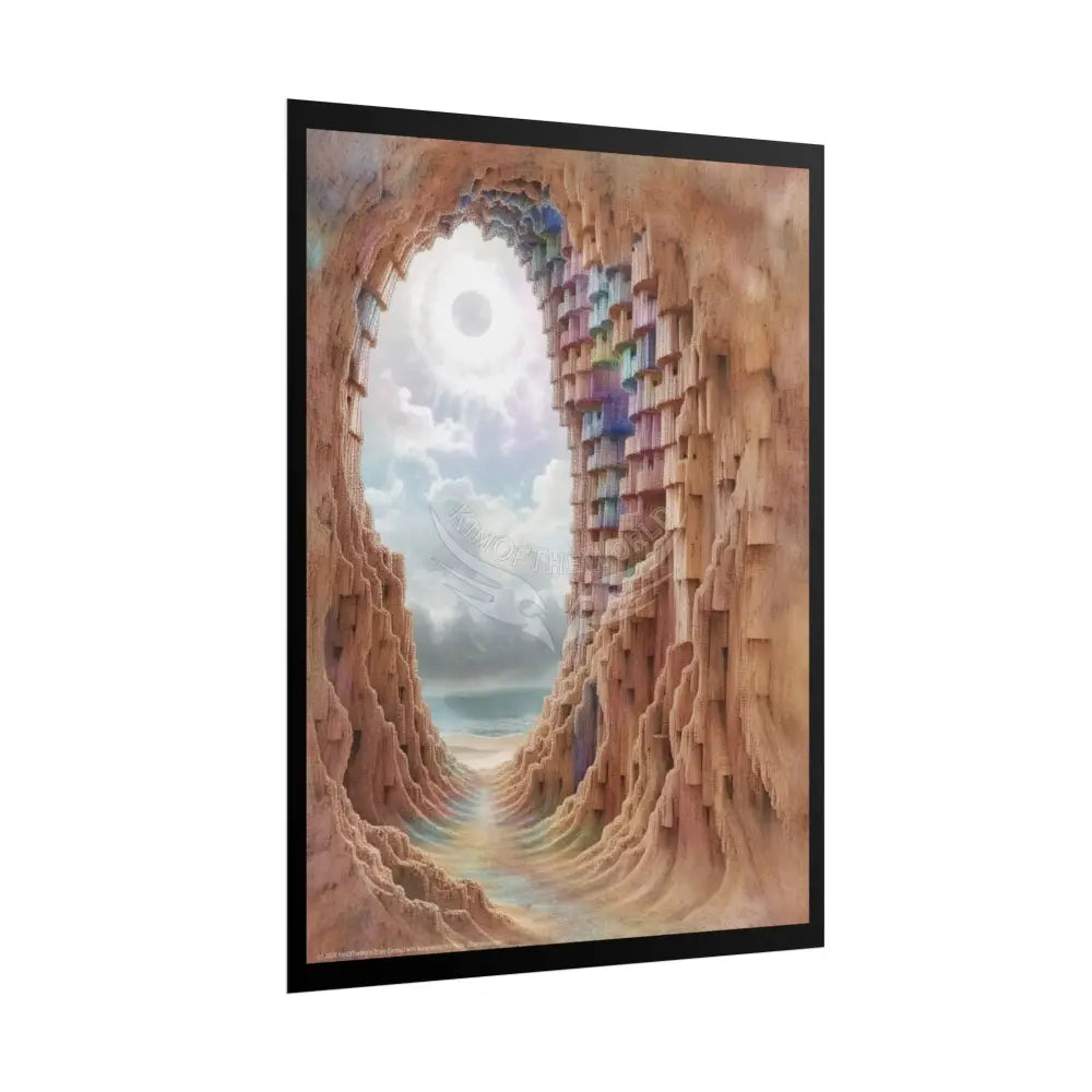 Surreal 3D Cavescape Rolled Poster — Giant Funky Seaside Cave Art Poster