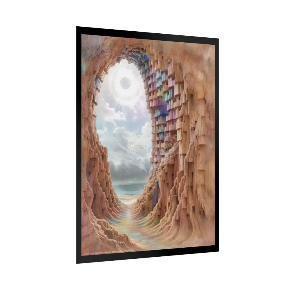 Surreal 3D Cavescape Rolled Poster — Giant Funky Seaside Cave Art Poster