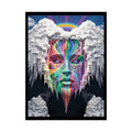 Surreal 3D Elemental Rainbow Angel Face Clouds Cosmic Collage Poster — Funky Other Dimensions 18″ x 24″ (Vertical)