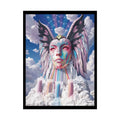 Surreal 3D Elemental Rainbow Angel Face Clouds Cosmic Collage Poster — Funky Other Dimensions 18″ x 24″ (Vertical)