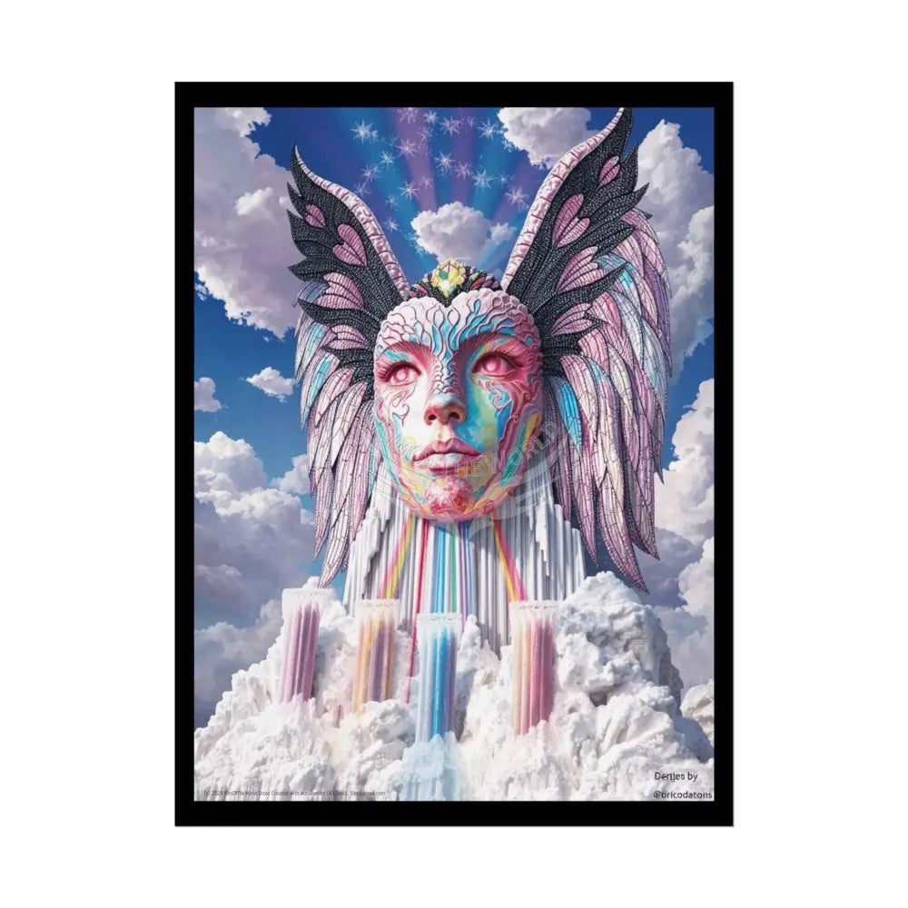 Surreal 3D Elemental Rainbow Angel Face Clouds Cosmic Collage Poster — Funky Other Dimensions 18″ x 24″ (Vertical)