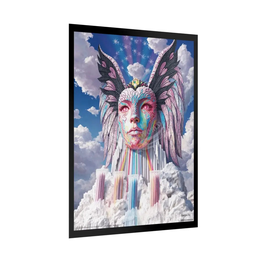 Surreal 3D Elemental Rainbow Angel Face Clouds Cosmic Collage Poster — Funky Other Dimensions Poster