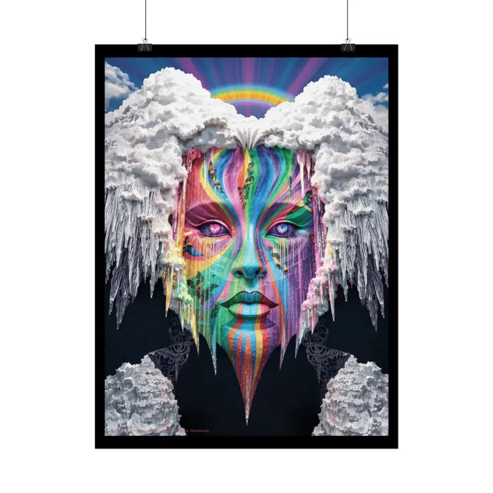 Surreal 3D Elemental Rainbow Angel Face Clouds Cosmic Collage Poster — Funky Other Dimensions Poster