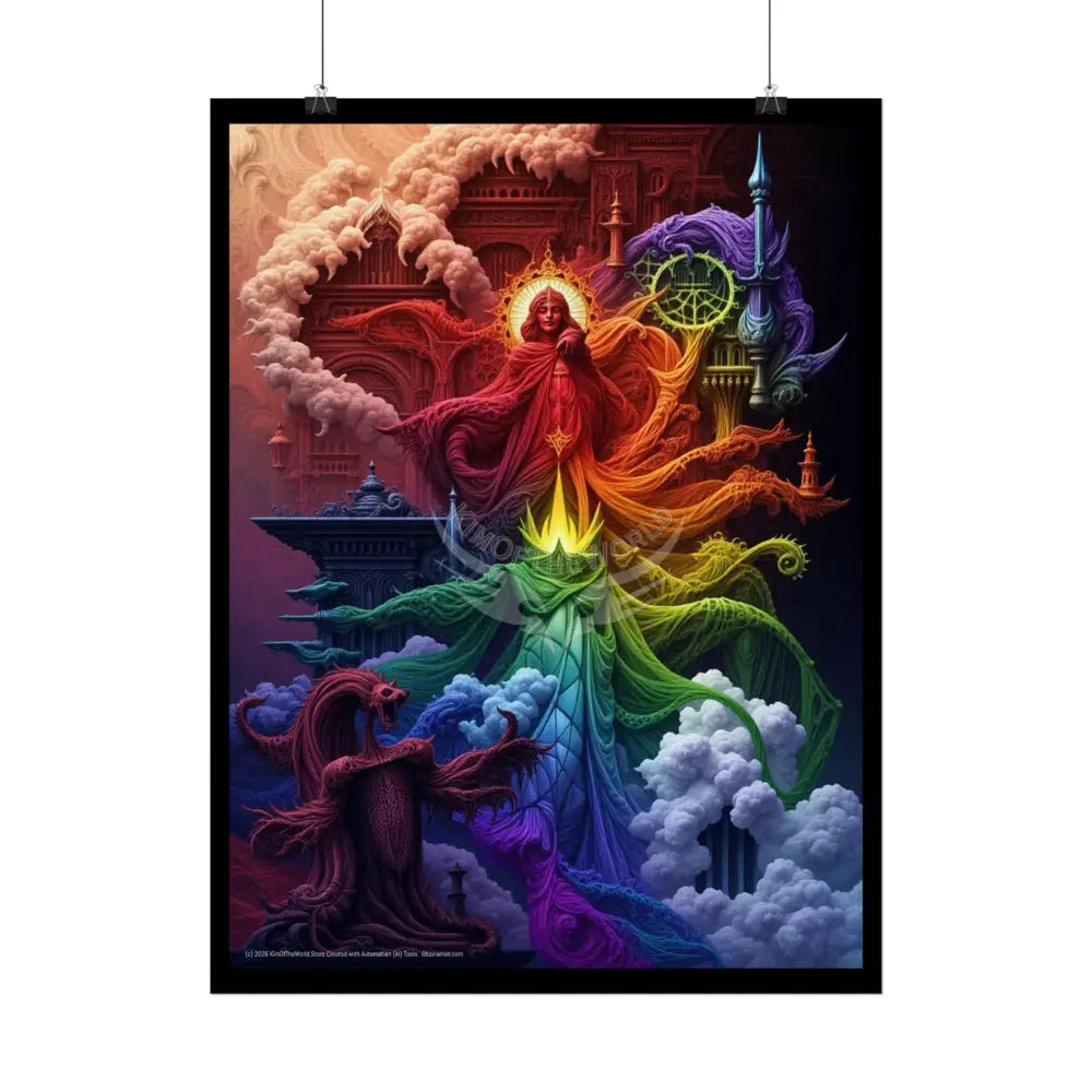 Surreal 3D Elemental Rainbow Cosmic Collage Poster — Funky Other Dimensions Poster
