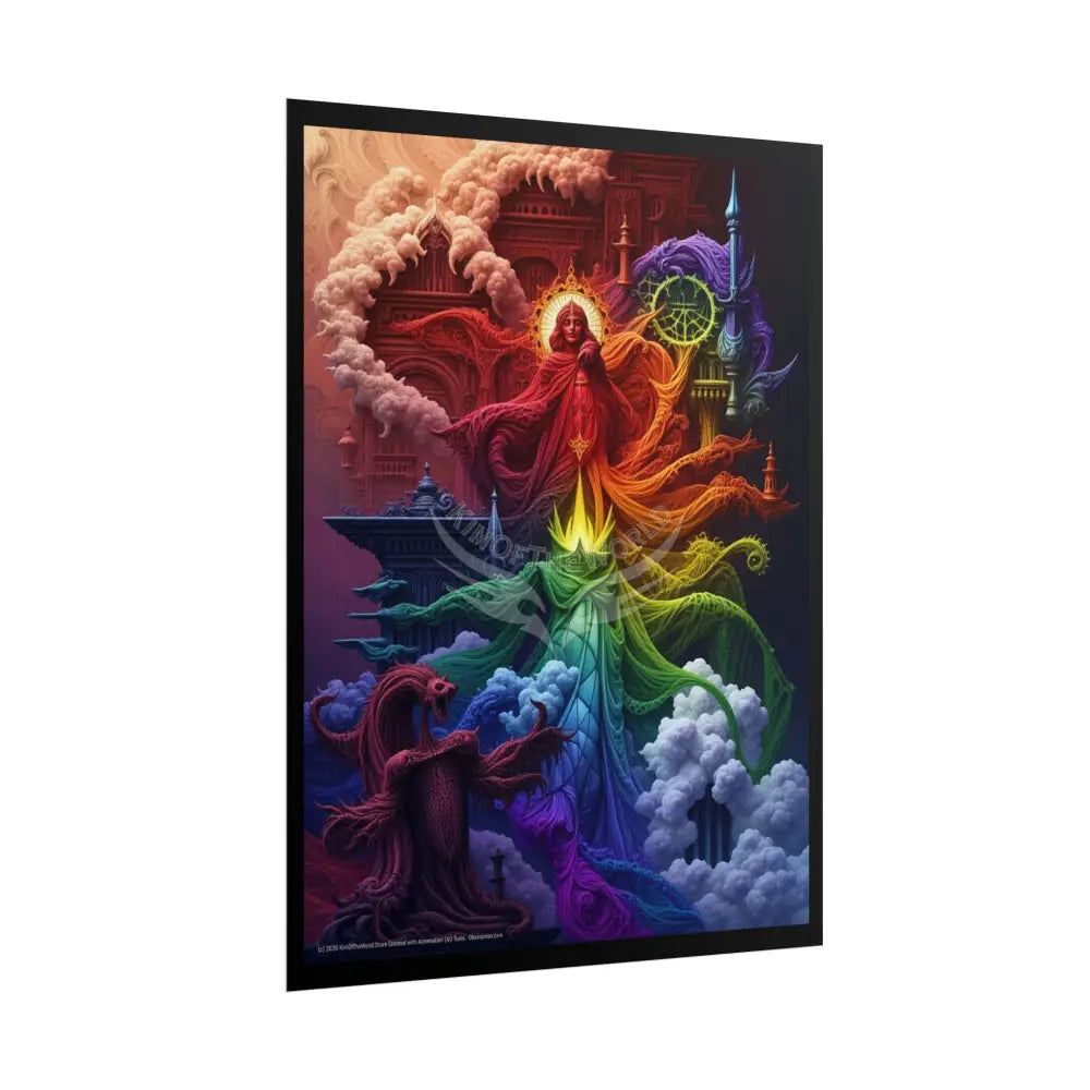 Surreal 3D Elemental Rainbow Cosmic Collage Poster — Funky Other Dimensions Poster