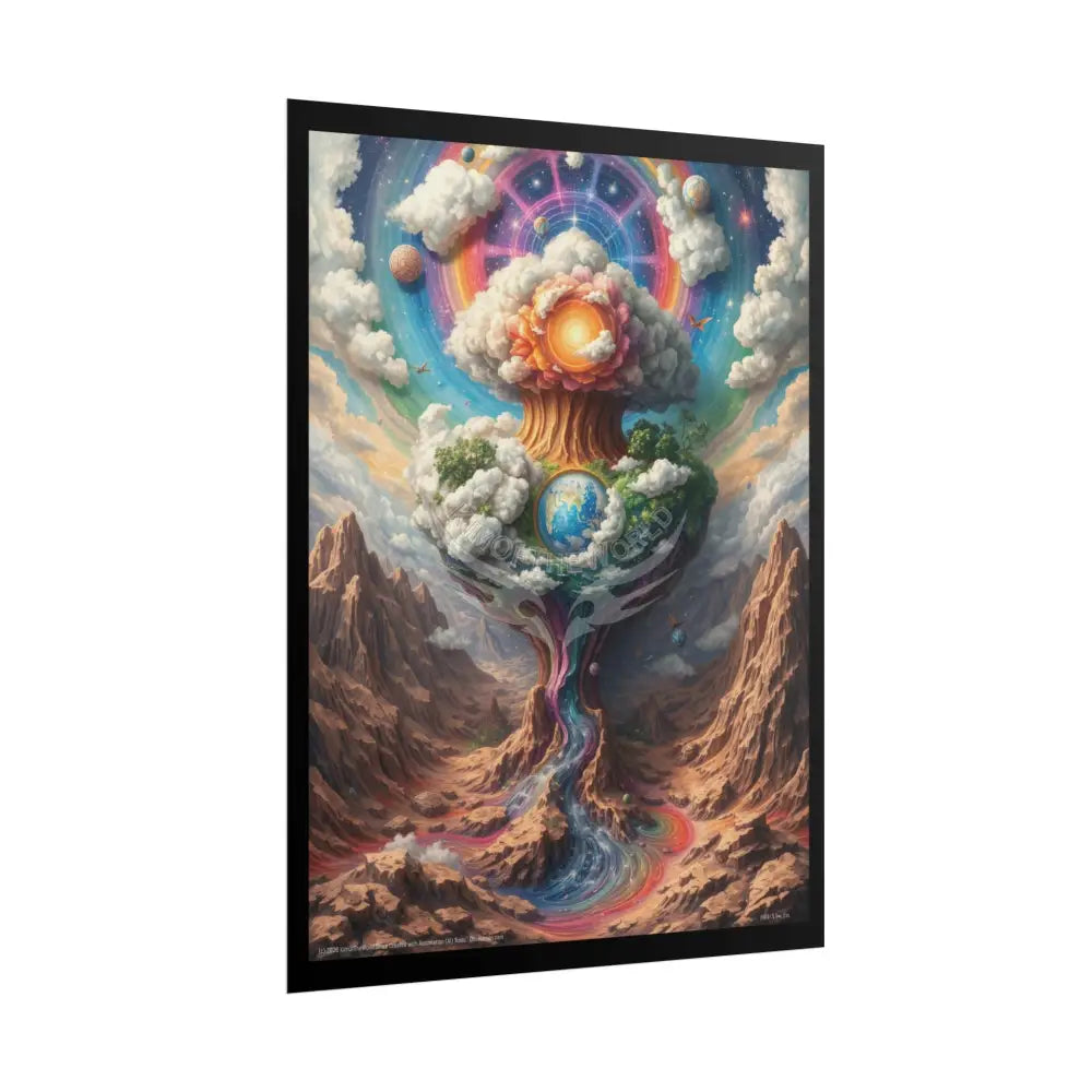 Surreal 3D Elemental Rainbow Cosmic Collage Poster — Funky Other Dimensions Poster