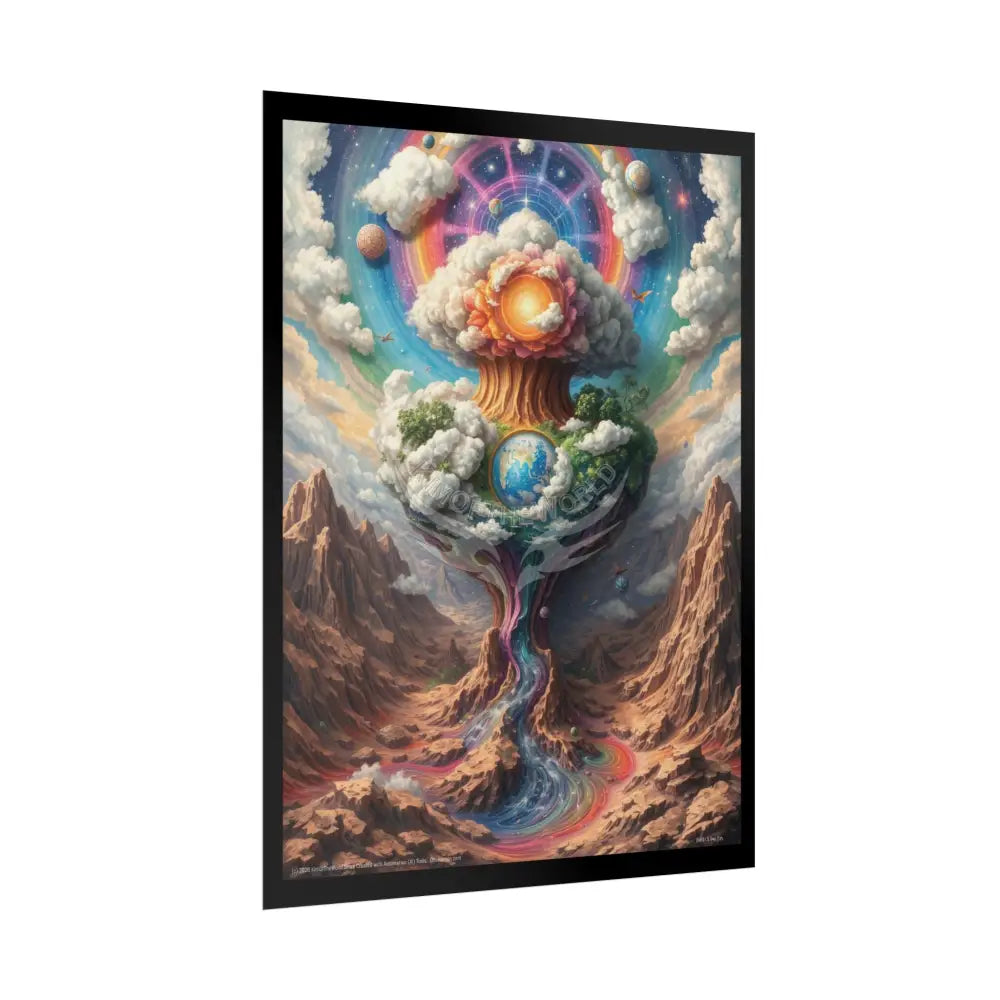 Surreal 3D Elemental Rainbow Cosmic Collage Poster — Funky Other Dimensions Poster