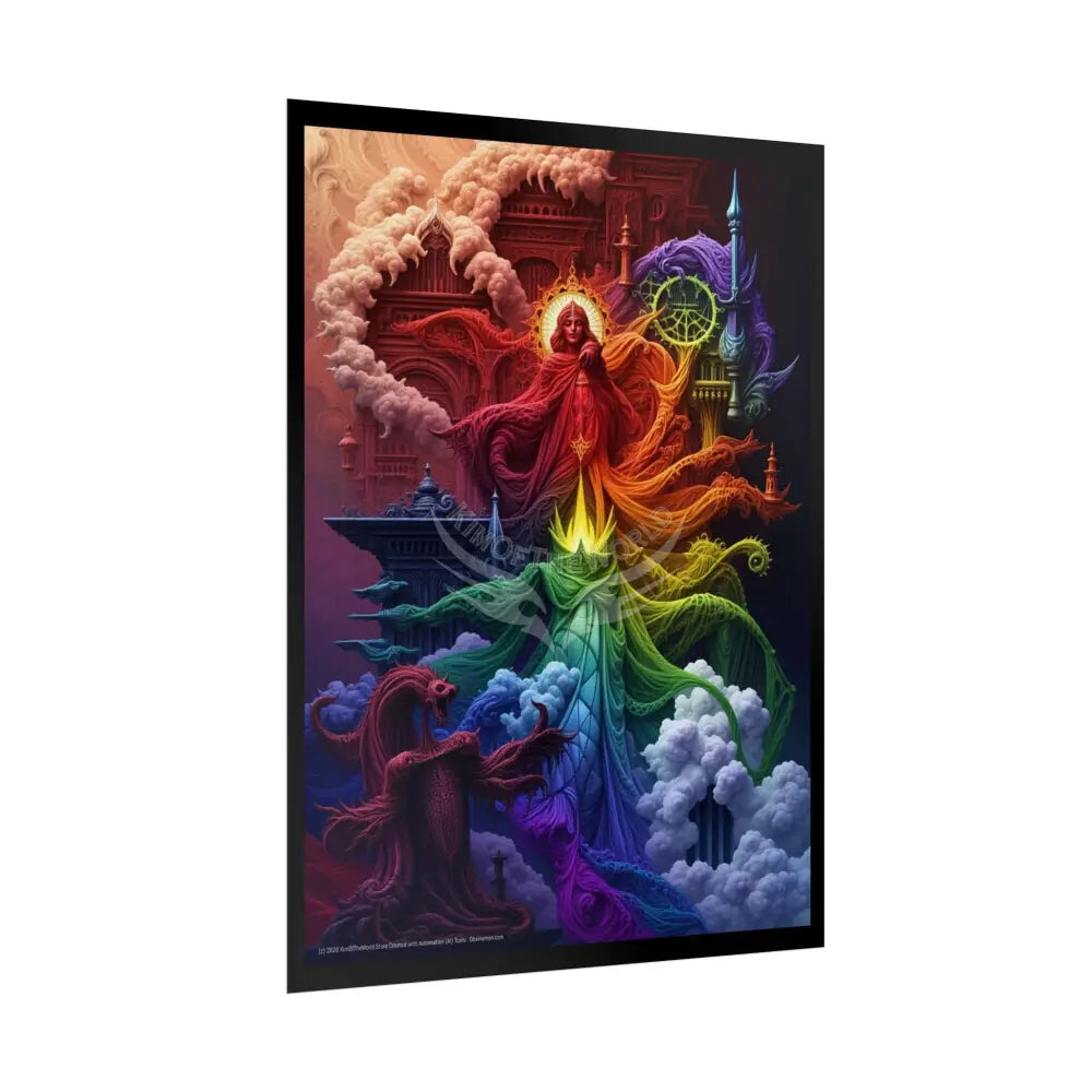 Surreal 3D Elemental Rainbow Cosmic Collage Poster — Funky Other Dimensions Poster