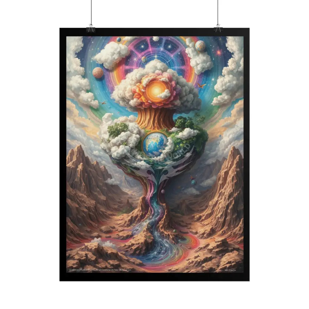 Surreal 3D Elemental Rainbow Cosmic Collage Poster — Funky Other Dimensions Poster