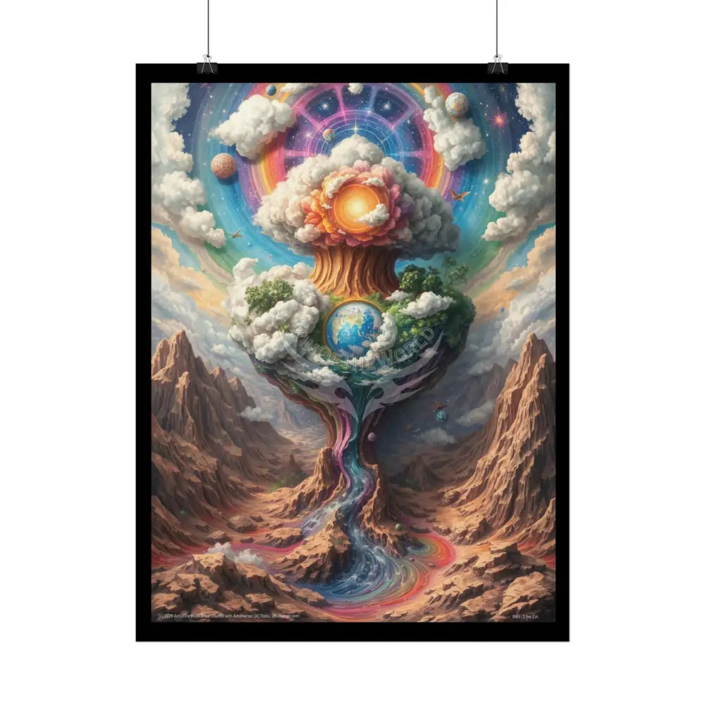 Surreal 3D Elemental Rainbow Cosmic Collage Poster — Funky Other Dimensions Poster