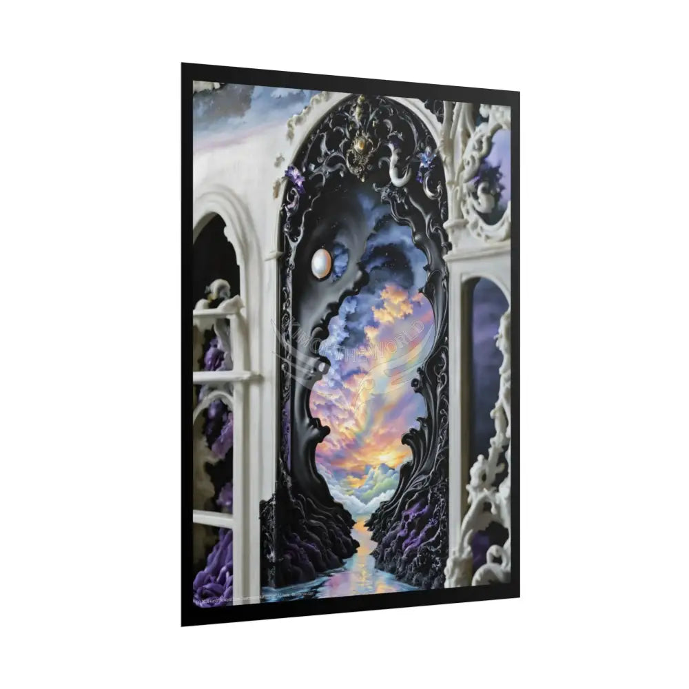 Surreal 3D Elemental Ribbon Portal Poster — Funky Balconies & Doors to Other Dimensions Poster