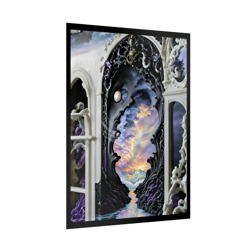Surreal 3D Elemental Ribbon Portal Poster — Funky Balconies & Doors to Other Dimensions Poster