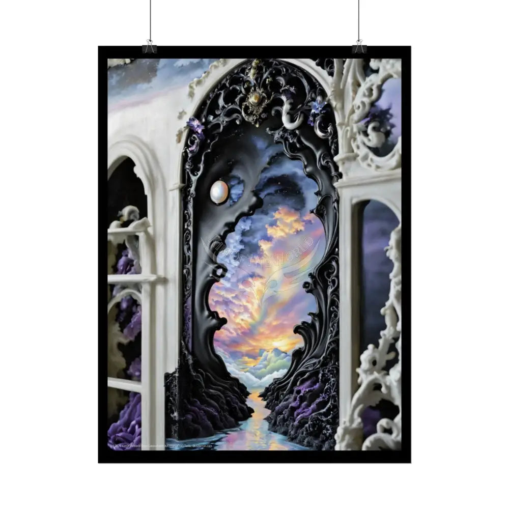 Surreal 3D Elemental Ribbon Portal Poster — Funky Balconies & Doors to Other Dimensions Poster