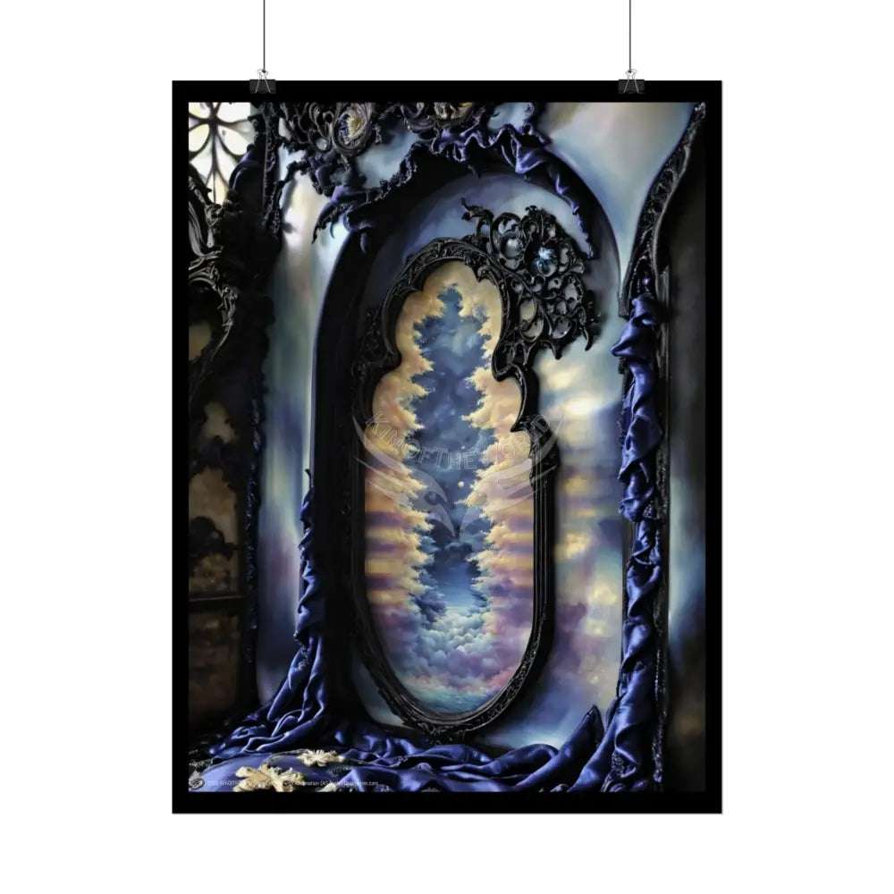 Surreal 3D Elemental Ribbon Portal Poster — Funky Balconies & Doors to Other Dimensions - Blue Poster