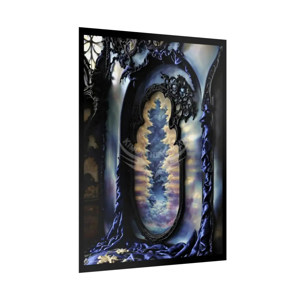 Surreal 3D Elemental Ribbon Portal Poster — Funky Balconies & Doors to Other Dimensions - Blue Poster