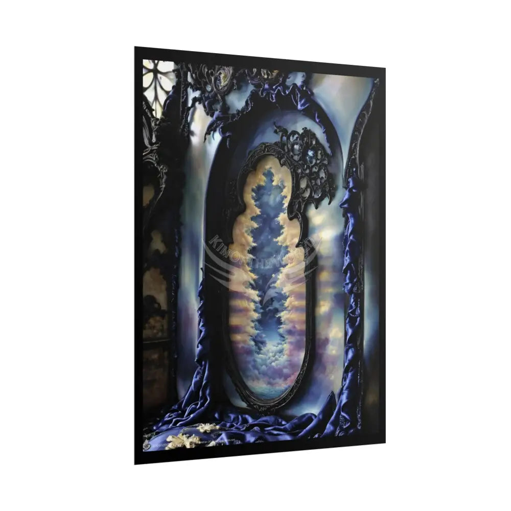 Surreal 3D Elemental Ribbon Portal Poster — Funky Balconies & Doors to Other Dimensions - Blue Poster