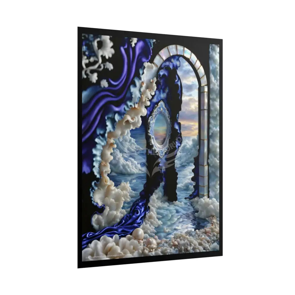Surreal 3D Elemental Ribbon Portal Poster — Funky Balconies & Doors to Other Dimensions - Blue Poster