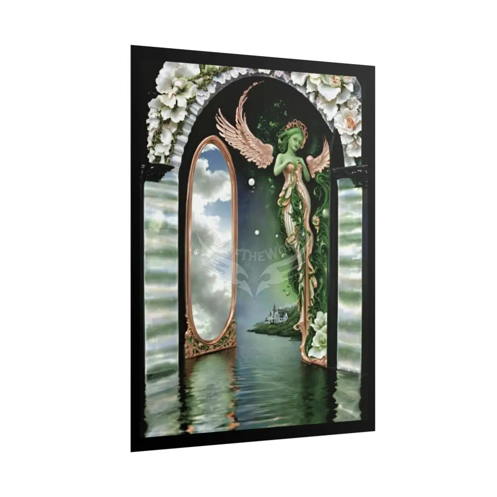 Surreal 3D Elemental Ribbon Portal Poster — Funky Balconies & Doors to Other Dimensions - Green Poster