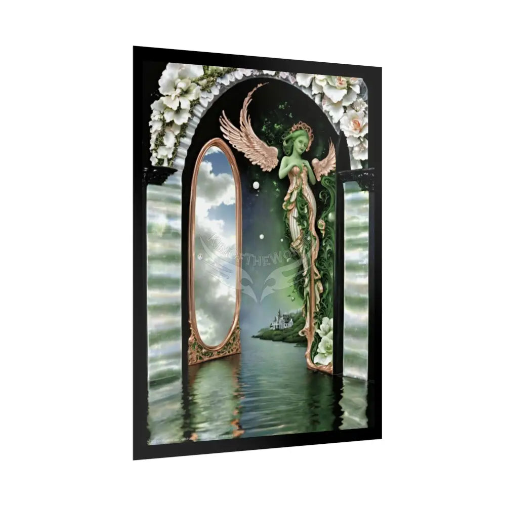 Surreal 3D Elemental Ribbon Portal Poster — Funky Balconies & Doors to Other Dimensions - Green Poster