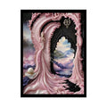 Surreal 3D Elemental Ribbon Portal Poster — Funky Balconies & Doors to Other Dimensions - Pink 18″ x 24″ (Vertical)