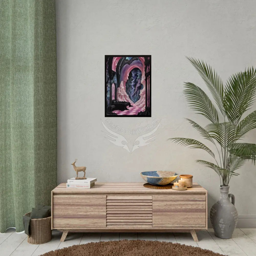 Surreal 3D Elemental Ribbon Portal Poster — Funky Balconies & Doors to Other Dimensions - Pink Poster