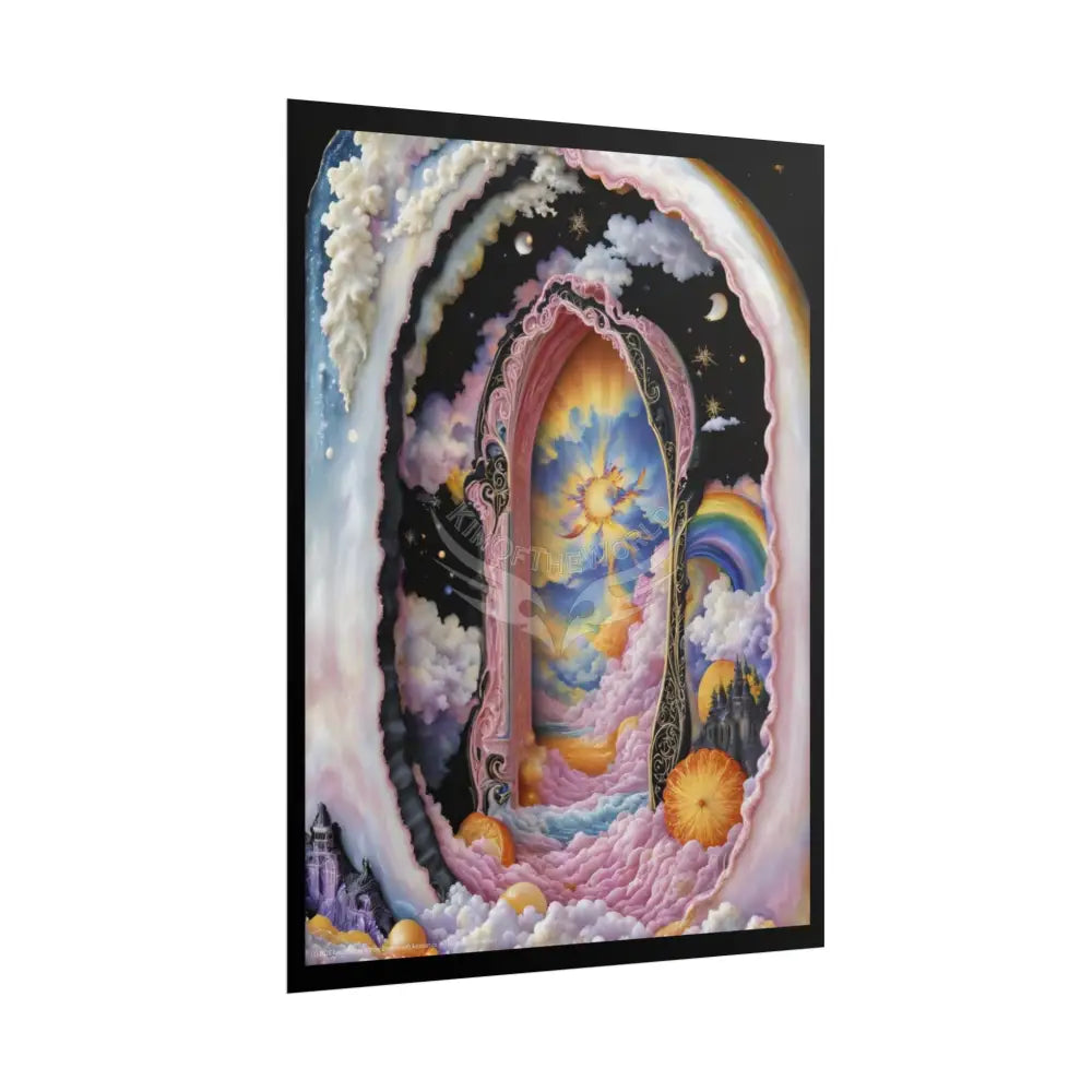Surreal 3D Elemental Ribbon Portal Poster — Funky Balconies & Doors to Other Dimensions - Pink Poster