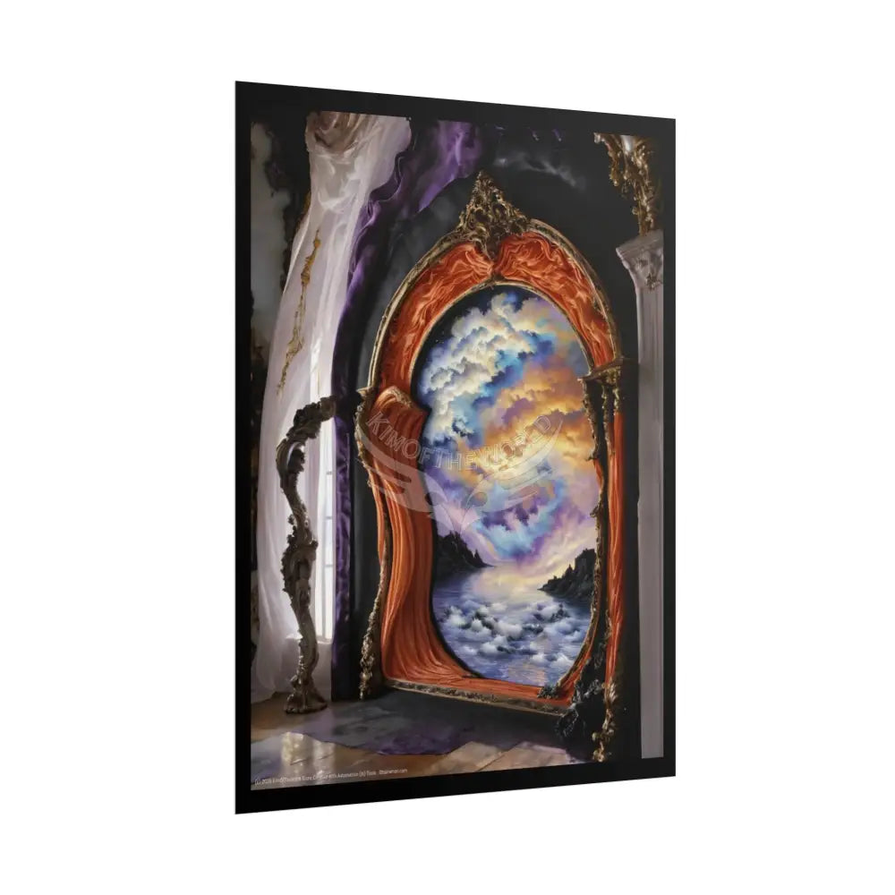 Surreal 3D Elemental Ribbon Portal Poster — Funky Balconies & Doors to Other Dimensions - Pink Poster