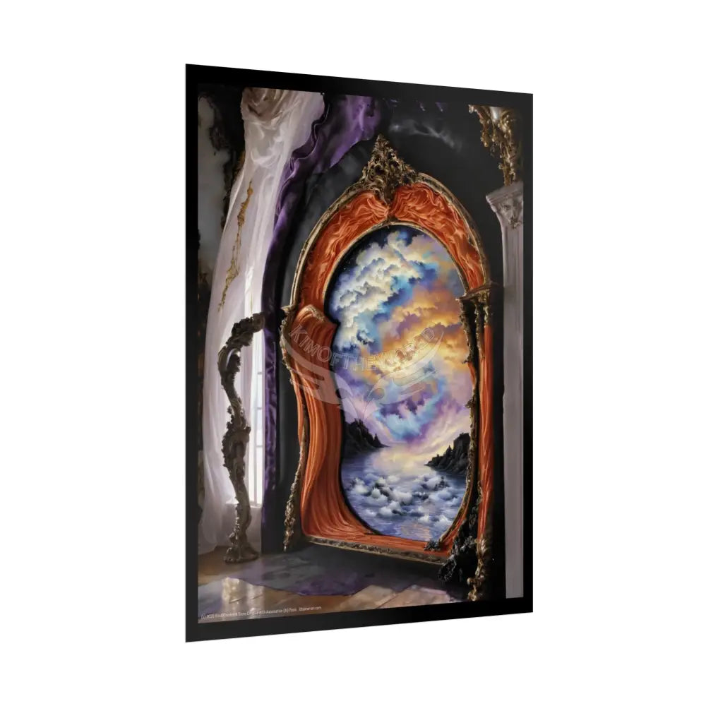 Surreal 3D Elemental Ribbon Portal Poster — Funky Balconies & Doors to Other Dimensions - Pink Poster
