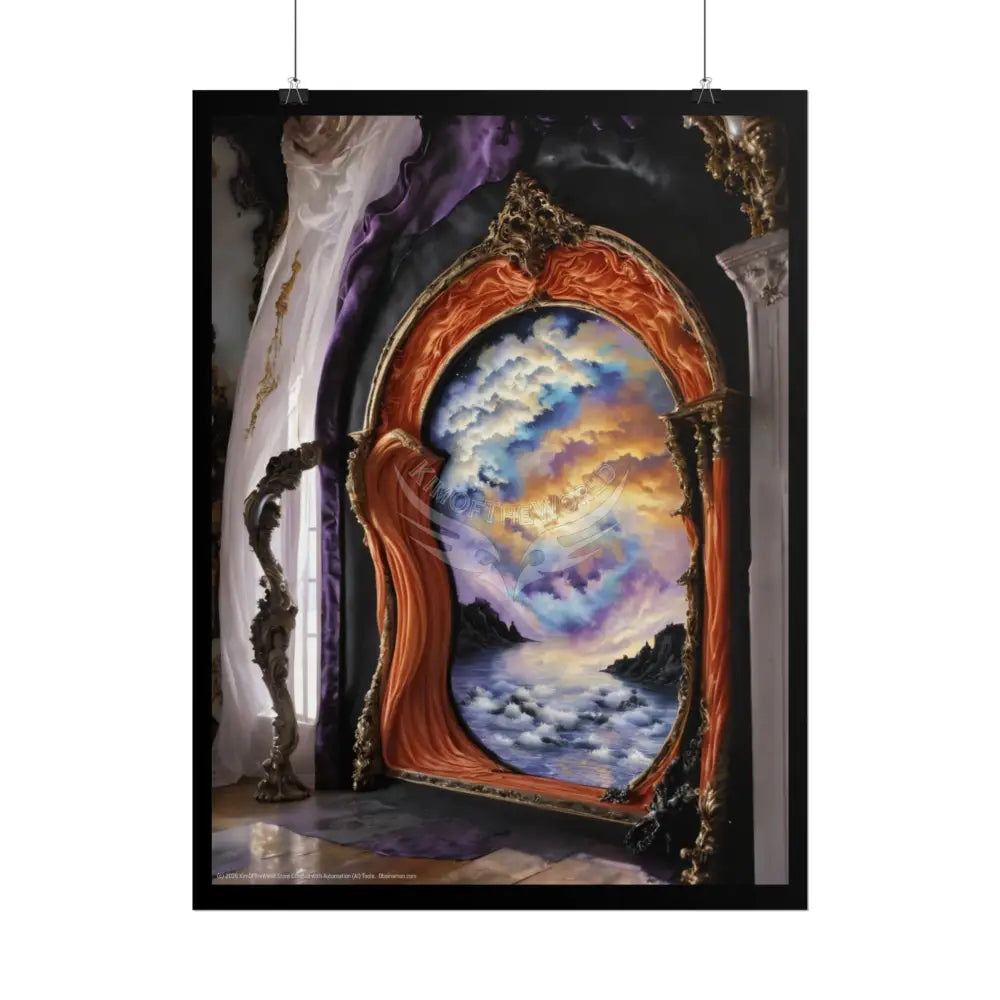 Surreal 3D Elemental Ribbon Portal Poster — Funky Balconies & Doors to Other Dimensions - Pink Poster