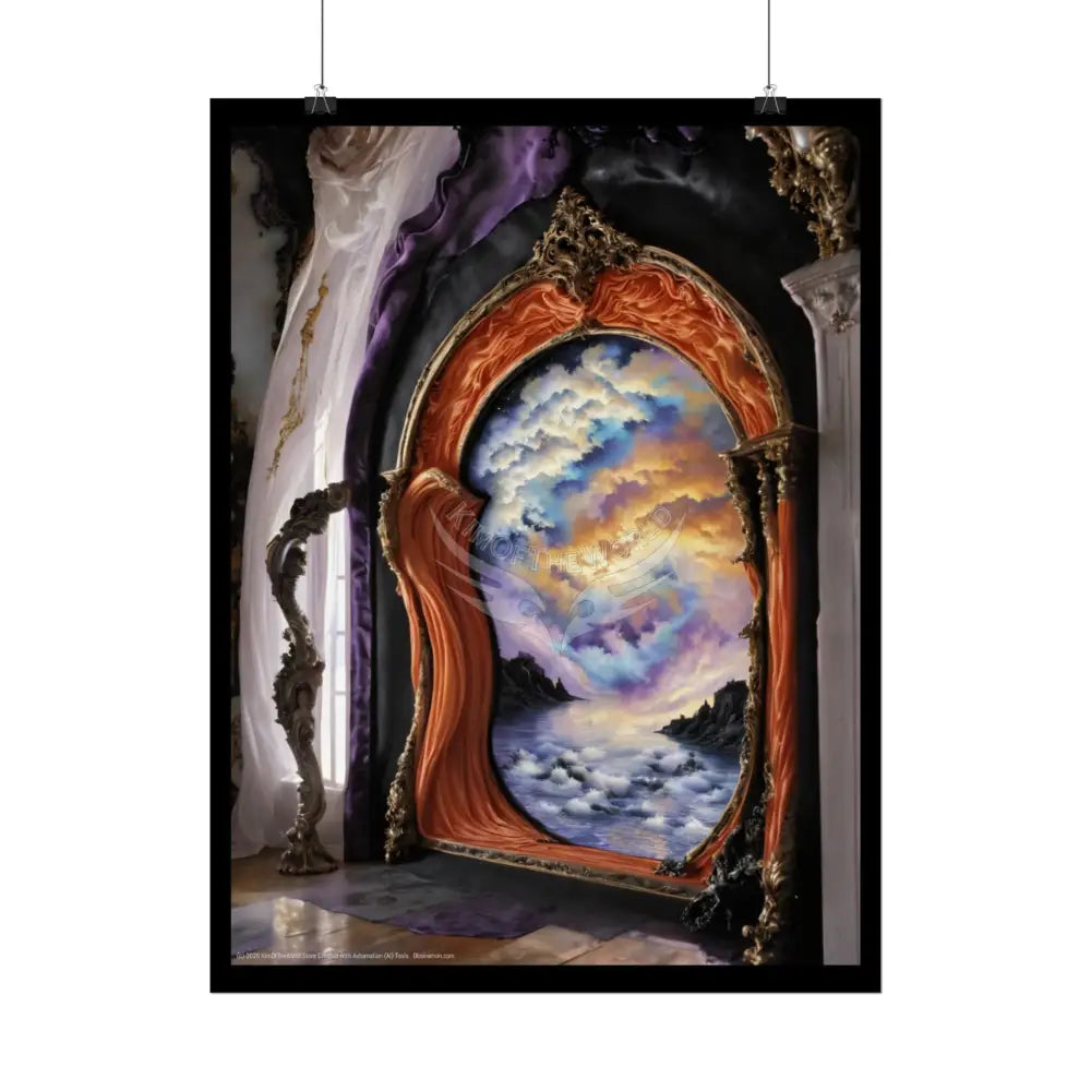 Surreal 3D Elemental Ribbon Portal Poster — Funky Balconies & Doors to Other Dimensions - Pink Poster