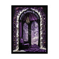 Surreal 3D Elemental Ribbon Portal Poster — Funky Balconies & Doors to Other Dimensions - Purple 18″ x 24″ (Vertical)
