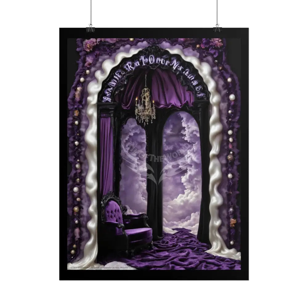 Surreal 3D Elemental Ribbon Portal Poster — Funky Balconies & Doors to Other Dimensions - Purple Poster