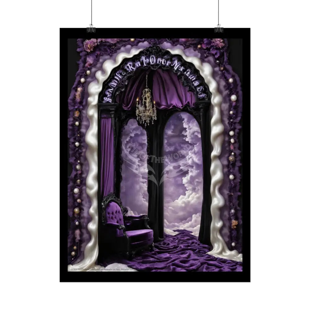 Surreal 3D Elemental Ribbon Portal Poster — Funky Balconies & Doors to Other Dimensions - Purple Poster