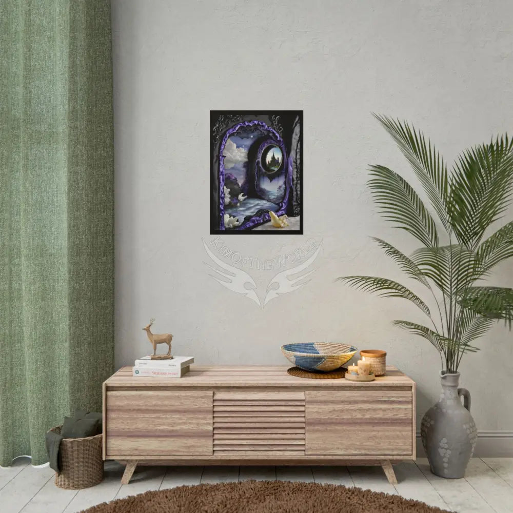 Surreal 3D Elemental Ribbon Portal Poster — Funky Balconies & Doors to Other Dimensions - Purple Poster