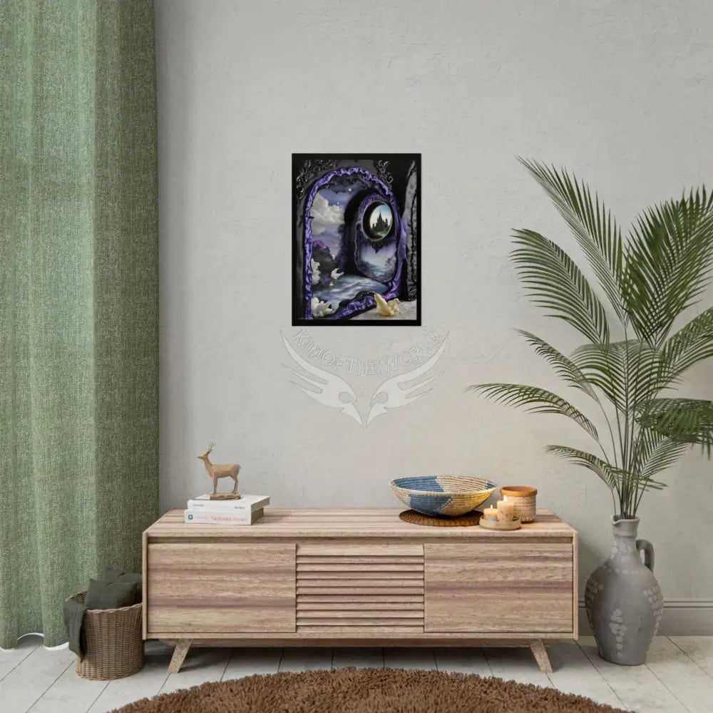 Surreal 3D Elemental Ribbon Portal Poster — Funky Balconies & Doors to Other Dimensions - Purple Poster