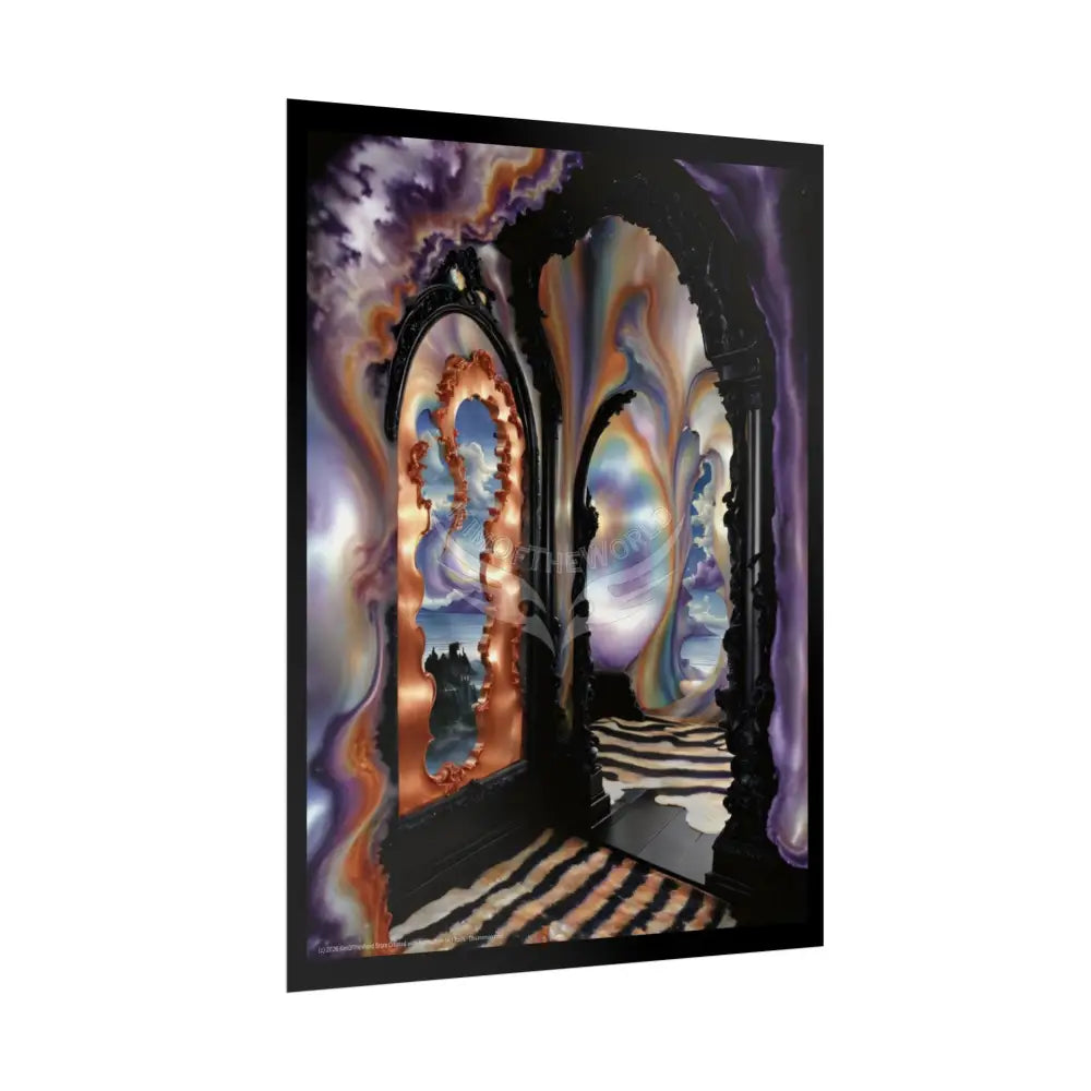 Surreal 3D Elemental Ribbon Portal Poster — Funky Balconies & Doors to Other Dimensions - Rainbow Poster