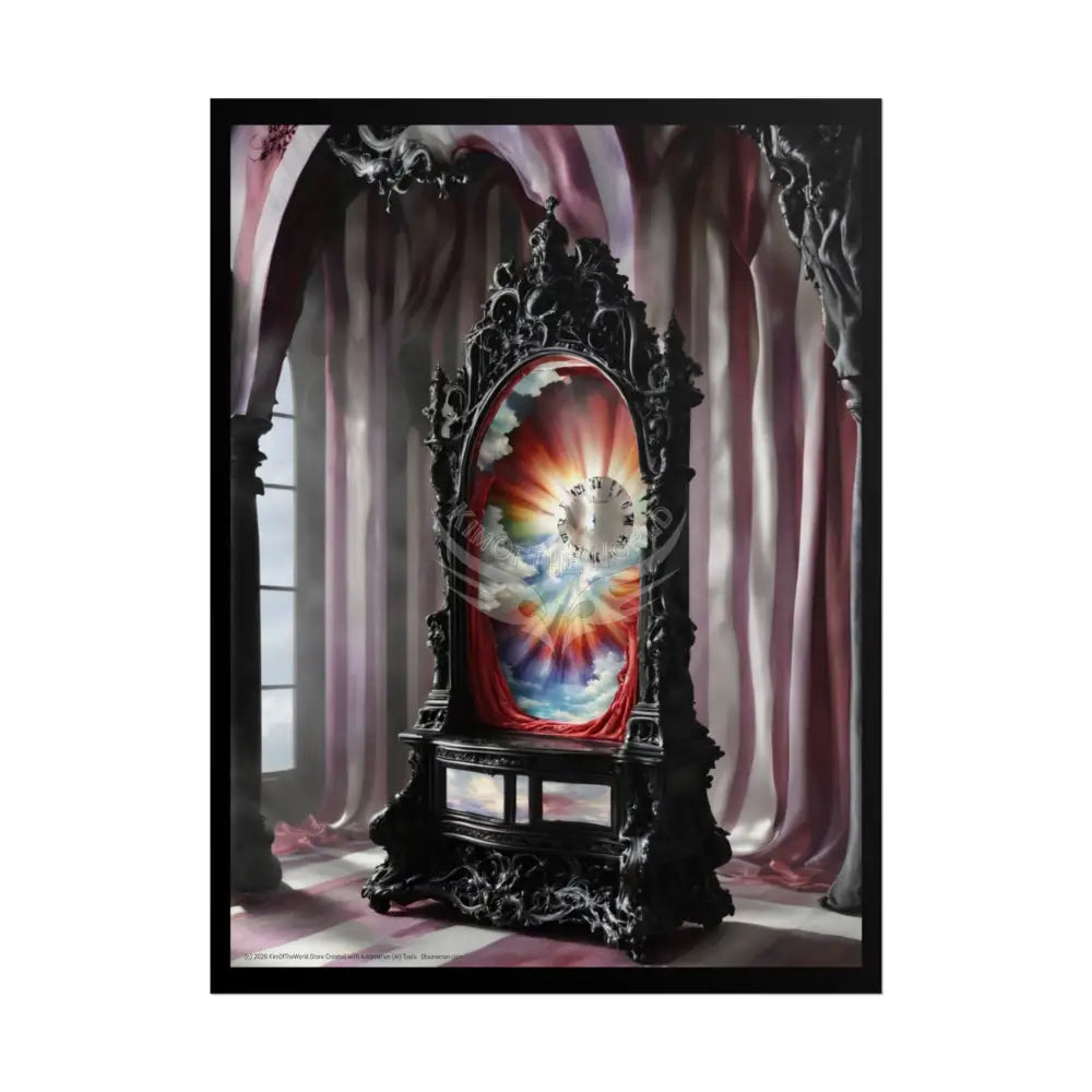 Surreal 3D Elemental Ribbon Portal Poster — Funky Balconies & Doors to Other Dimensions - Rainbow 18″ x 24″ (Vertical)