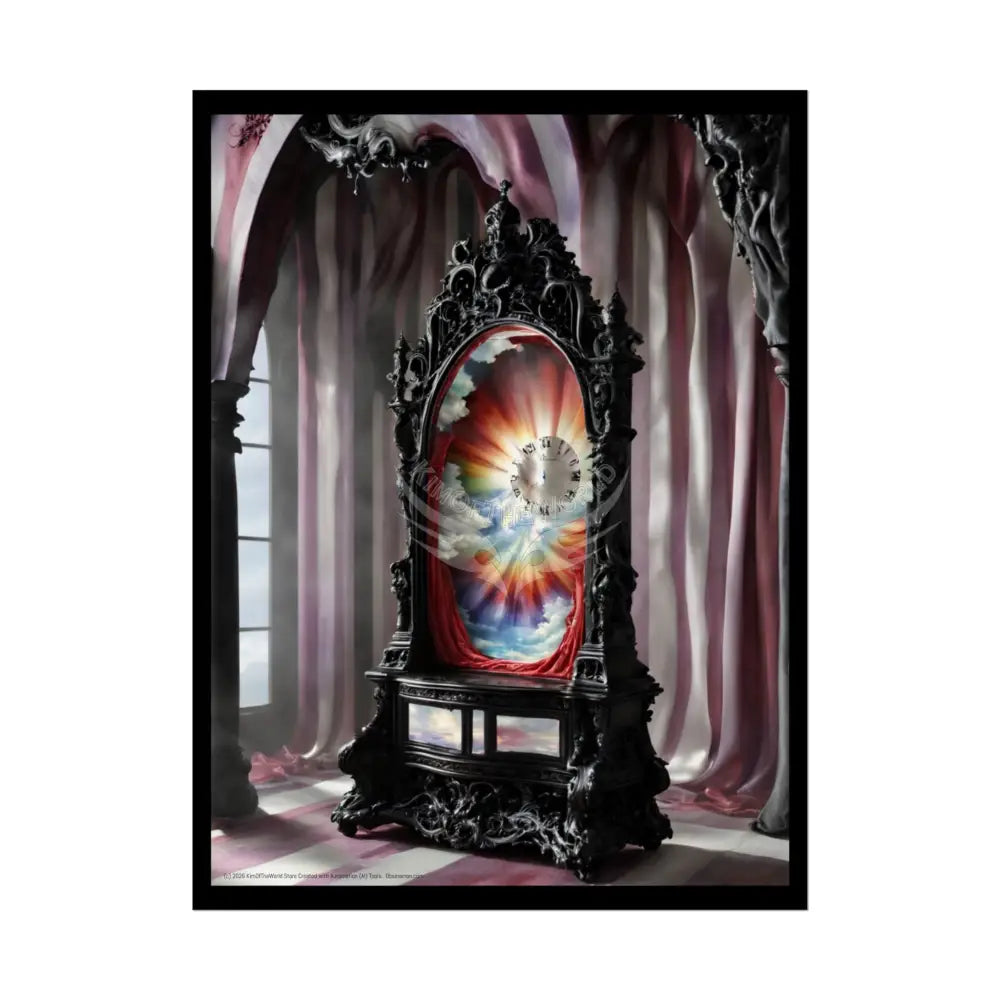 Surreal 3D Elemental Ribbon Portal Poster — Funky Balconies & Doors to Other Dimensions - Rainbow 18″ x 24″ (Vertical)