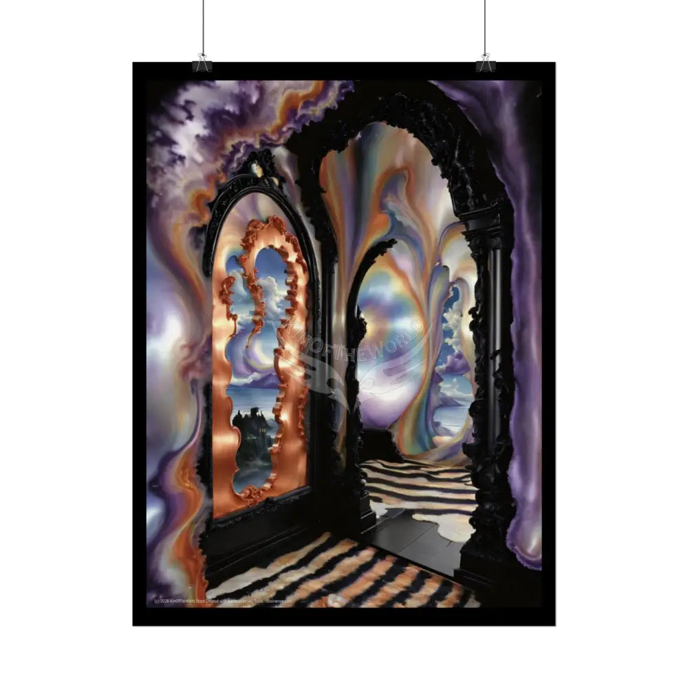 Surreal 3D Elemental Ribbon Portal Poster — Funky Balconies & Doors to Other Dimensions - Rainbow Poster