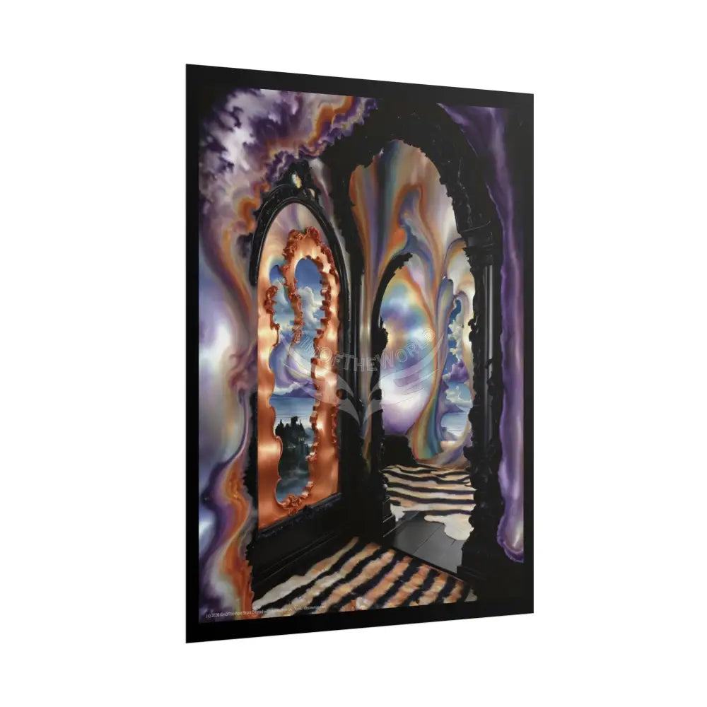 Surreal 3D Elemental Ribbon Portal Poster — Funky Balconies & Doors to Other Dimensions - Rainbow Poster