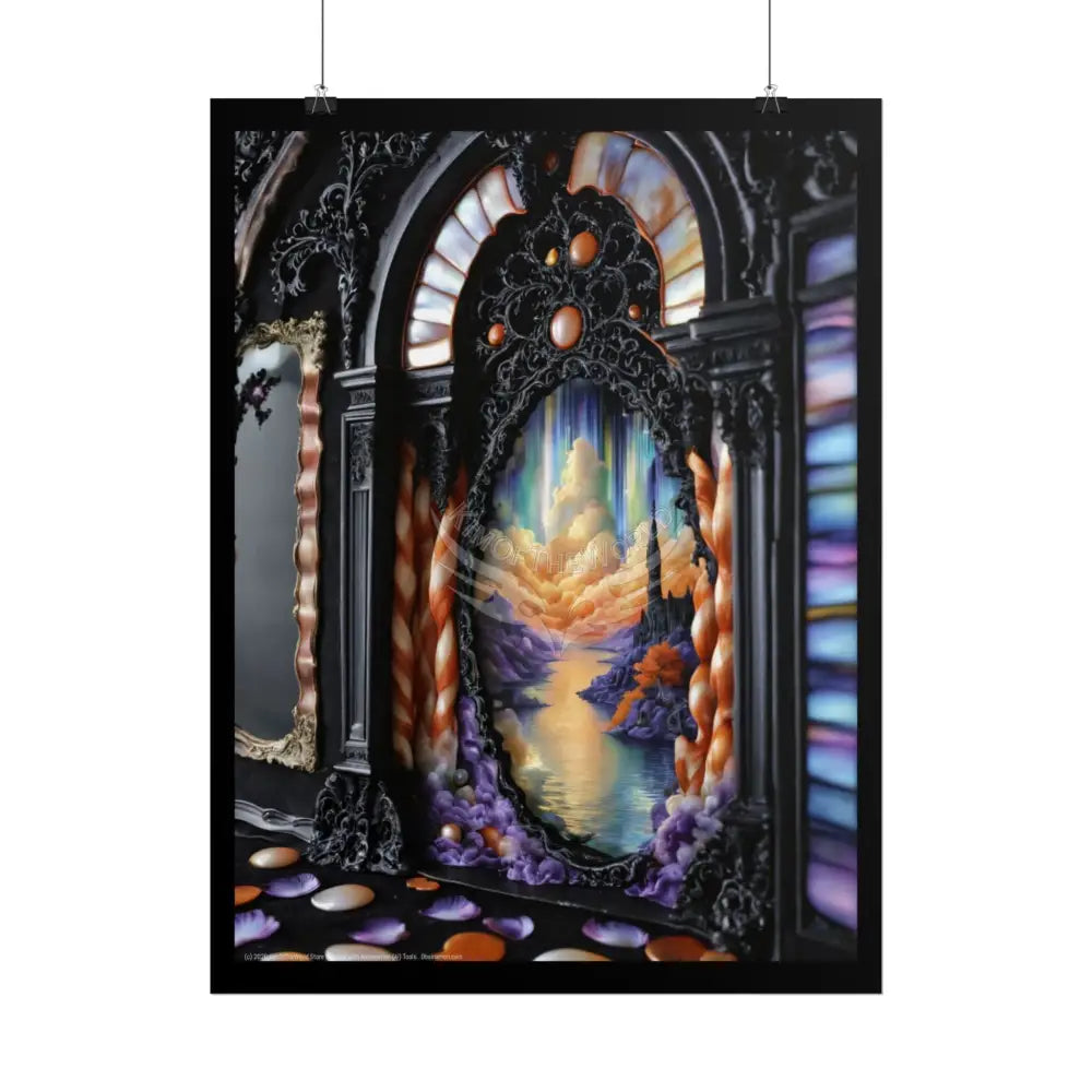 Surreal 3D Elemental Ribbon Portal Poster — Funky Balconies & Doors to Other Dimensions - Rainbow Poster