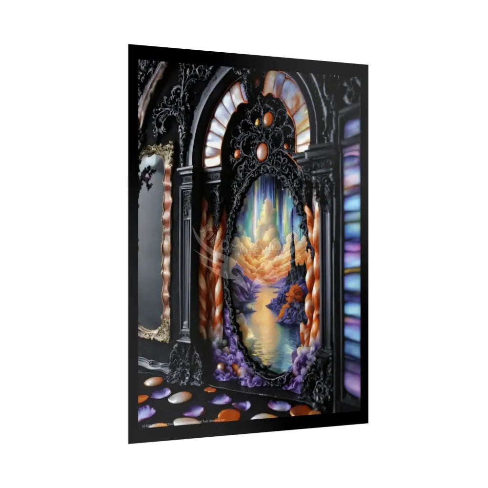 Surreal 3D Elemental Ribbon Portal Poster — Funky Balconies & Doors to Other Dimensions - Rainbow Poster