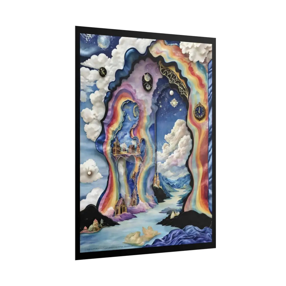 Surreal 3D Elemental Ribbon Portal Poster — Funky Balconies & Doors to Other Dimensions - Rainbow Spectrum Poster