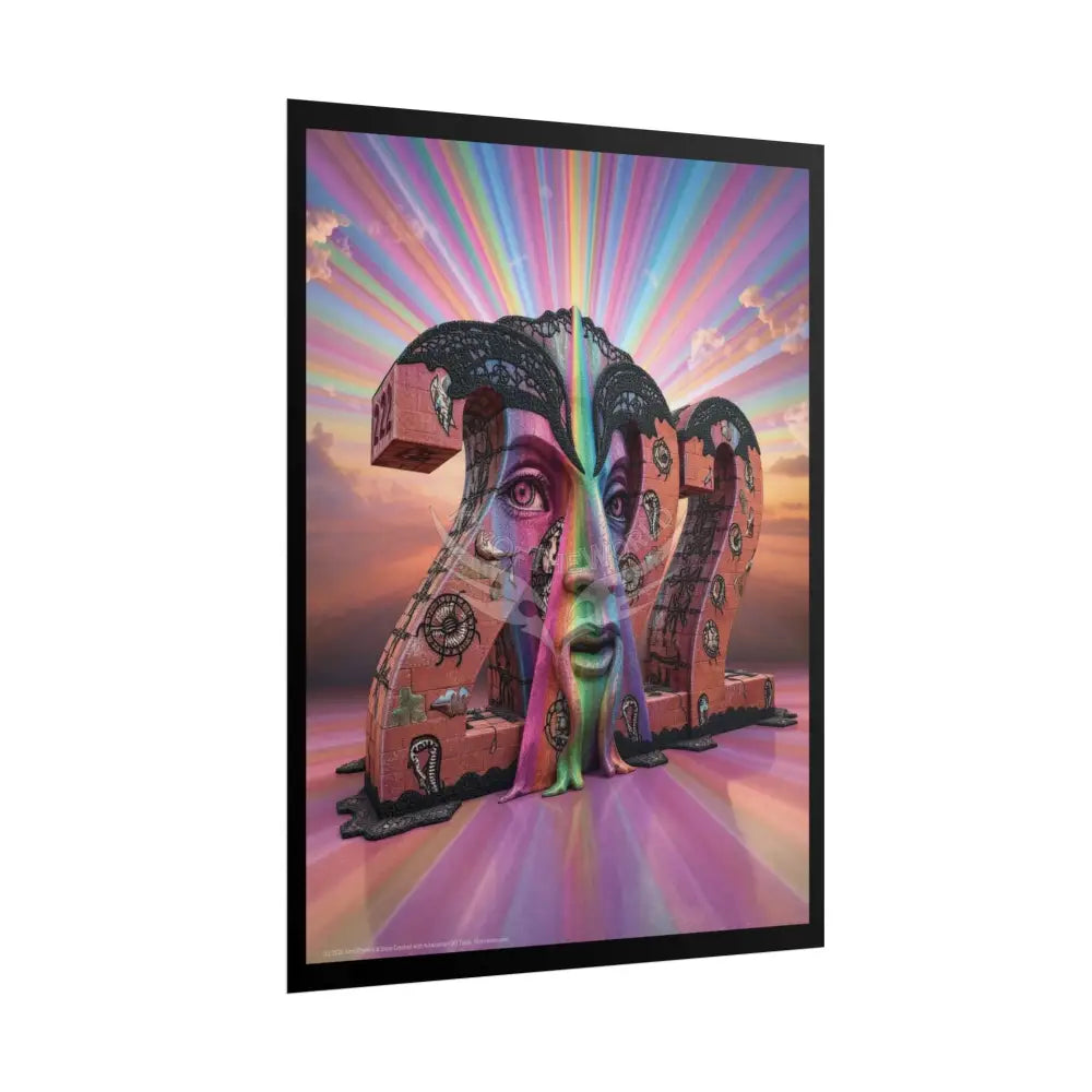 Surreal 3D Giant Block Letters ’222’’ Number Poster — Funky Numbers Poster