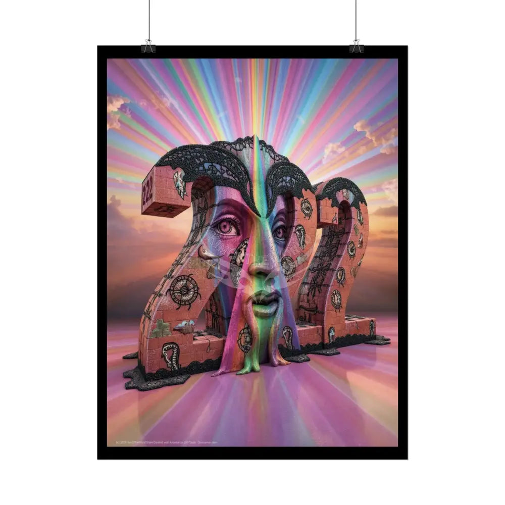 Surreal 3D Giant Block Letters ’222’’ Number Poster — Funky Numbers Poster