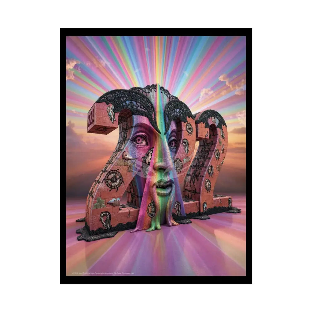 Surreal 3D Giant Block Letters ’222’’ Number Poster — Funky Numbers 18″ x 24″ (Vertical) / Semi Glossy Poster