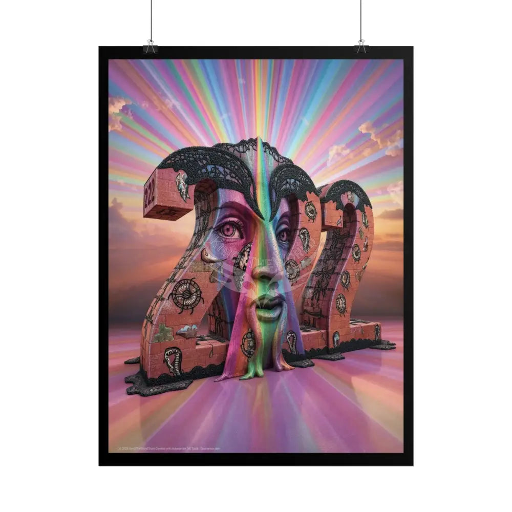 Surreal 3D Giant Block Letters ’222’’ Number Poster — Funky Numbers Poster