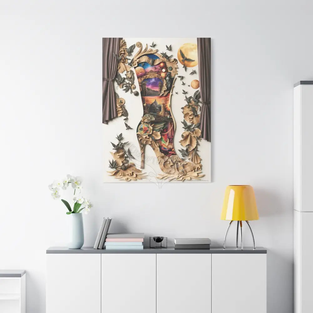 Surreal 3D Magic Stiletto Dimensional Canvas Art — 3D Portal Shoe Lover’s Wall Decor Canvas